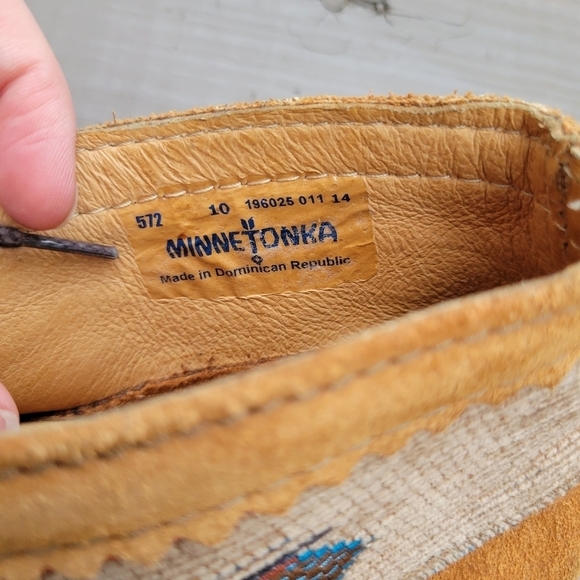 Minnetonka Moccasins El Paso Wheat Tan Suede Leather Lace-up Ankle Boots Booties - Picture 8 of 9